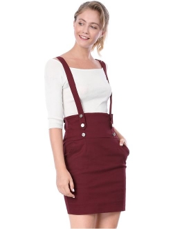 Women's High Waist Straight Braces Suspender Skirt