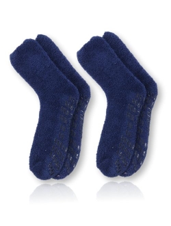 Pembrook Non Skid/Slip Socks - (2 Packs) - Hospital Socks - Fuzzy Slipper Gripper Socks