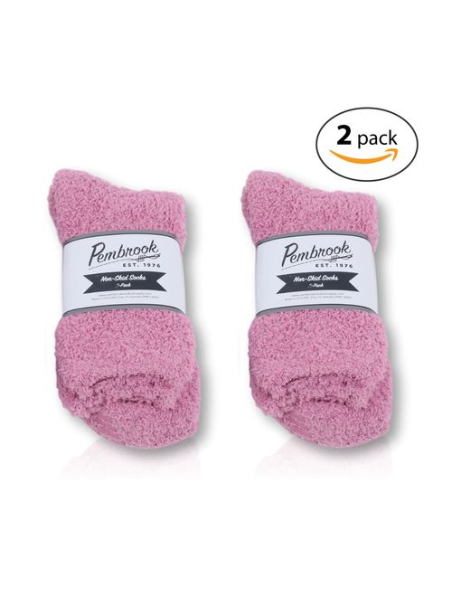 Pembrook Non Skid/Slip Socks - (2 Packs) - Hospital Socks - Fuzzy Slipper Gripper Socks