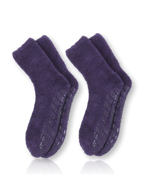 Pembrook Non Skid/Slip Socks - (2 Packs) - Hospital Socks - Fuzzy Slipper Gripper Socks