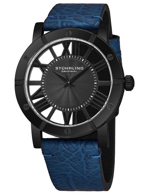 Stuhrling Original Mens Watch Leather Strap - Swiss Quartz Ronda Mvmt - Sports Watch - 881 Watches for Men Collection