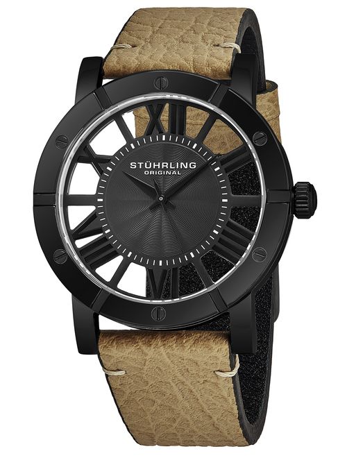 Stuhrling Original Mens Watch Leather Strap - Swiss Quartz Ronda Mvmt - Sports Watch - 881 Watches for Men Collection