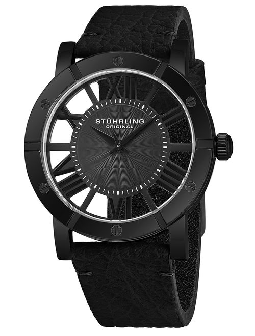 Stuhrling Original Mens Watch Leather Strap - Swiss Quartz Ronda Mvmt - Sports Watch - 881 Watches for Men Collection