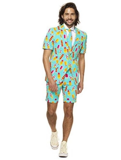 Men's Summer Suit in Different Prints - Includes Shorts, Short-Sleeved Jacket & Tie