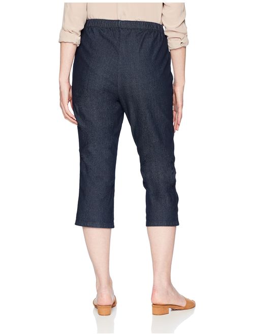 Chic Classic Collection Women's Stretch Elastic Waist Pull on Denim Capri