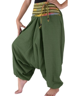 Harem Pants for Women and Men Traditional Loose Plus Size 100% Cotton Bohemian Style