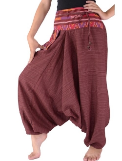 Harem Pants for Women and Men Traditional Loose Plus Size 100% Cotton Bohemian Style