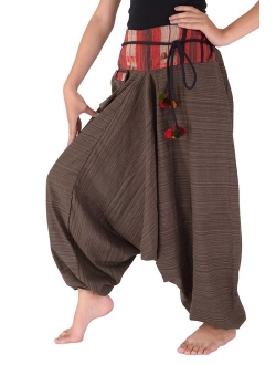 Harem Pants for Women and Men Traditional Loose Plus Size 100% Cotton Bohemian Style