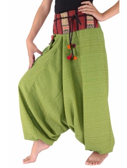 Harem Pants for Women and Men Traditional Loose Plus Size 100% Cotton Bohemian Style