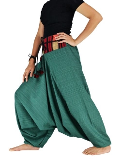 Harem Pants for Women and Men Traditional Loose Plus Size 100% Cotton Bohemian Style