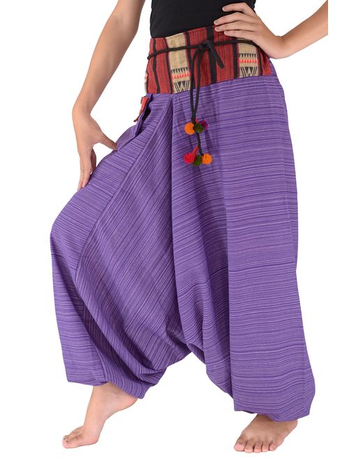 Harem Pants for Women and Men Traditional Loose Plus Size 100% Cotton Bohemian Style