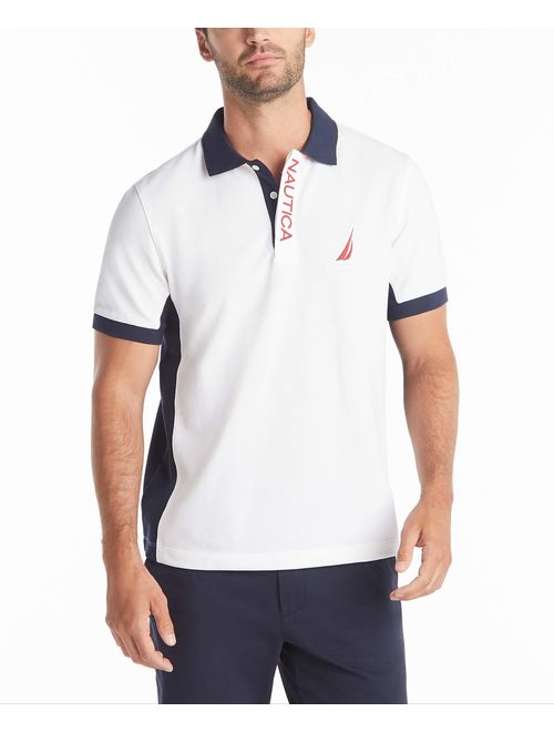 Nautica Men's Short Sleeve Color Block Performance Pique Polo Shirt