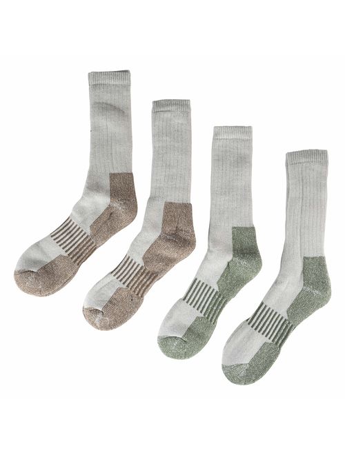 HOT FEET Mens Active Work and Outdoors Socks, Fully Cushioned, Thermal Wool Blend, 4 Pack Warm Reinforced Heel and Toe