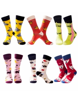 Mens Funny Socks Christmas Socks for Men Women Colorful Fun Novelty Crew Patterned Socks 6 Pairs US 7-13