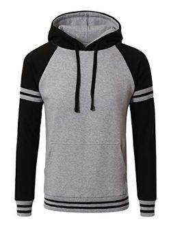 Men's Premium Heavyweight Two-Tone Raglan Pullover Hoodie Sweatshirts