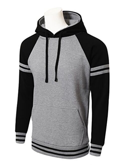 Men's Premium Heavyweight Two-Tone Raglan Pullover Hoodie Sweatshirts