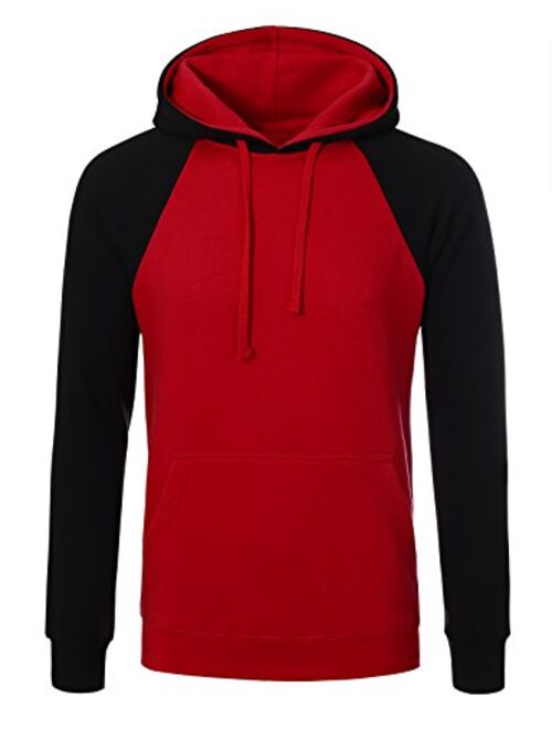 Men's Premium Heavyweight Two-Tone Raglan Pullover Hoodie Sweatshirts