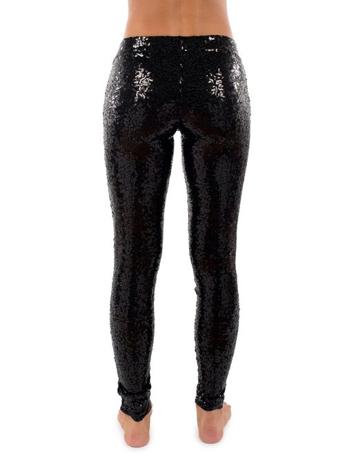 Black Sequin Leggings - Shiny Black Tights for Women