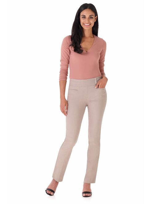 Rekucci Women's Ease Into Comfort Everyday Chic Straight Pant w/Tummy Control