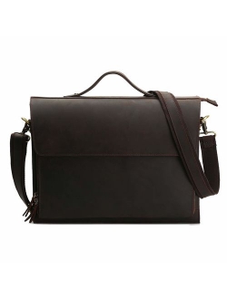 Leathario Leather Briefcase for Men Leather Laptop Bag Shoulder Messenger Bag Business Work Bag