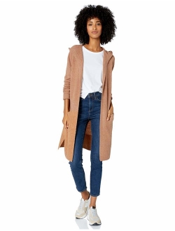 Women's Mid-Gauge Stretch Hooded Longline Cardigan Sweater