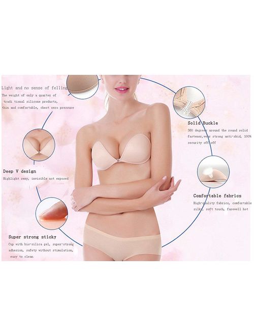 FOCUSSEXY Push up Strapless Self Adhesive Breathable Bra Invisible
