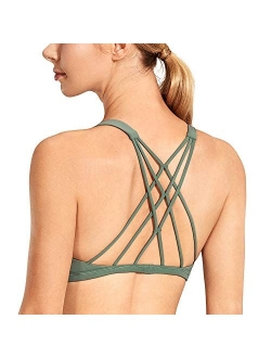 Women's Cute Yoga Sports Bra Strappy Sexy Back Padded Low Impact Workout Clothes Bra Tops