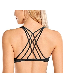 Women's Cute Yoga Sports Bra Strappy Sexy Back Padded Low Impact Workout Clothes Bra Tops