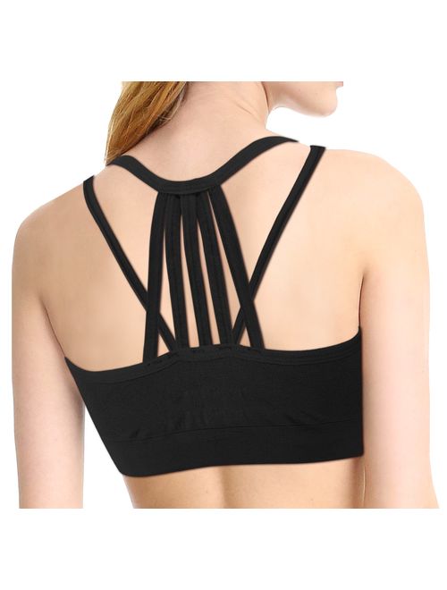 3-Pack Women's Seamless Wireless Strappy Back Comfort Bralette with Removable Pads