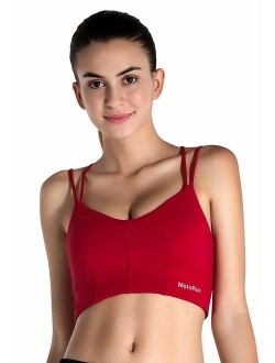 MotoRun Womens Push-up Padded Strappy Sports Bra Cross Back Wirefree Fitness Yoga Top