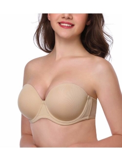 HANSCA Women Strapless Bra Convertible Multiway Full Cup Anti-Slip Lift Underwire Bra Plus Size