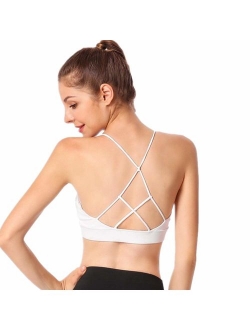 Women's Plunge Yoga Sports Bra Triangle Wirefree Strappy Top