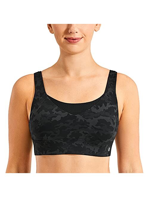 CRZ YOGA Convertible Racerback Sports Bra for Women High Impact Support Padded Wirefree Workout Training Bra