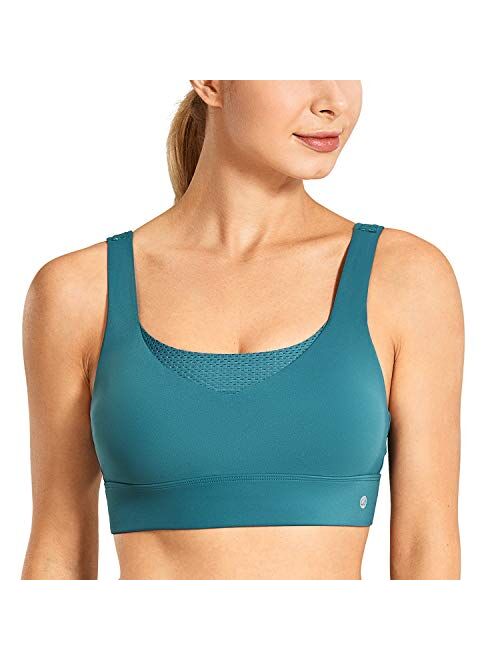 CRZ YOGA Convertible Racerback Sports Bra for Women High Impact Support Padded Wirefree Workout Training Bra