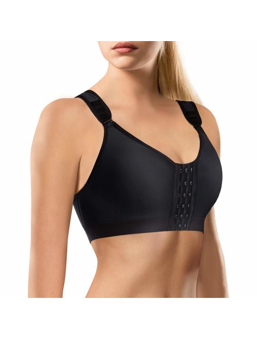 Wonderience Post-Surgical Bra Wide Adjustable Straps with Front Closure Wirefree