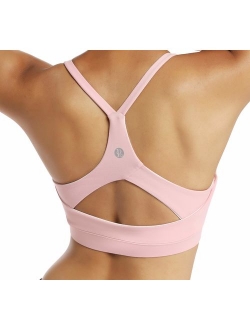 Strappy Sports Bra for Women Sexy Open Back Medium Support Yoga Bra with Removable Cups