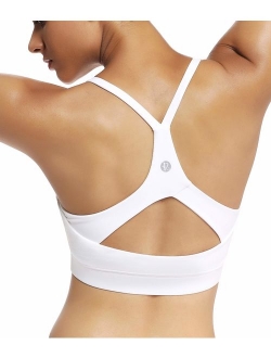 Strappy Sports Bra for Women Sexy Open Back Medium Support Yoga Bra with Removable Cups