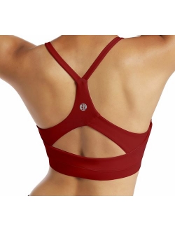 Strappy Sports Bra for Women Sexy Open Back Medium Support Yoga Bra with Removable Cups