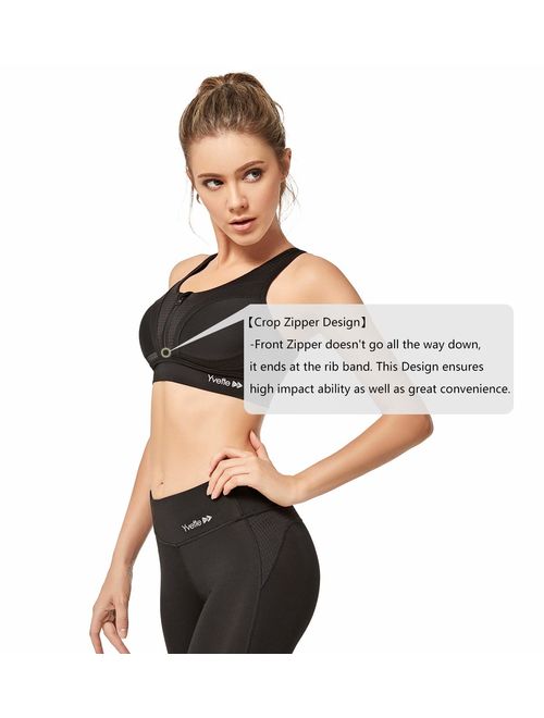 Yvette Front Closure Sports Bras for Women High Impact Racerback Workout Bra for Running for Plus Size