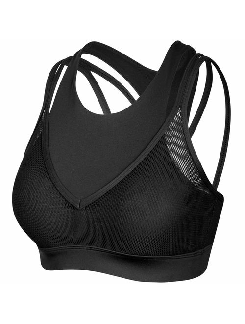 Yvette Front Closure Sports Bras for Women High Impact Racerback Workout Bra for Running for Plus Size