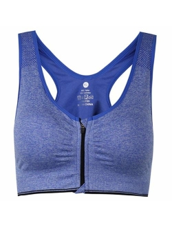 ohlyah Women's Zipper Front Closure Sports Bra Racerback Yoga Bras