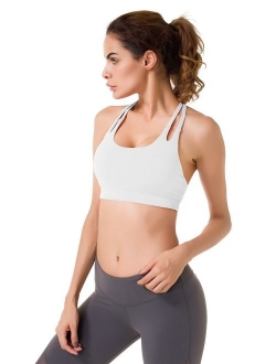 Women's Light Support Double-T Back Wirefree Pad Yoga Sports Bra