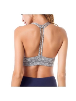 Women's Light Support Double-T Back Wirefree Pad Yoga Sports Bra