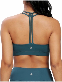 Women's Light Support Double-T Back Wirefree Pad Yoga Sports Bra