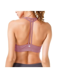 Women's Light Support Double-T Back Wirefree Pad Yoga Sports Bra