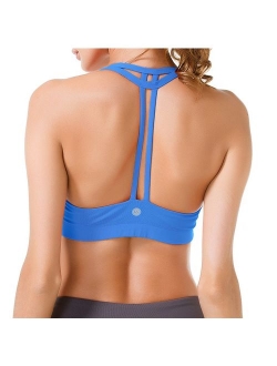 Women's Light Support Double-T Back Wirefree Pad Yoga Sports Bra