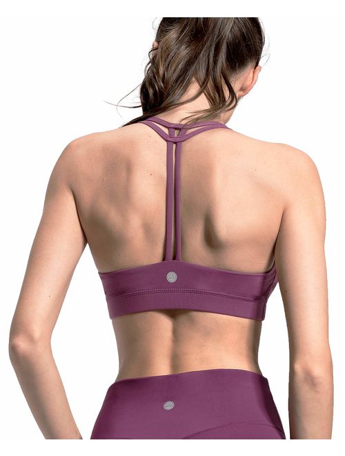 QUEENIEKE Women's Light Support Double-T Back Wirefree Pad Yoga Sports Bra