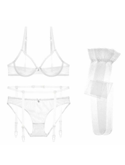 Varsbaby Women See-Through Lace Push Up Transparent Everyday Bra