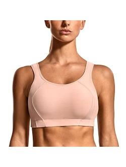 SYROKAN Women's Full Coverage Shock Control Wirefree High Impact Sports Bra