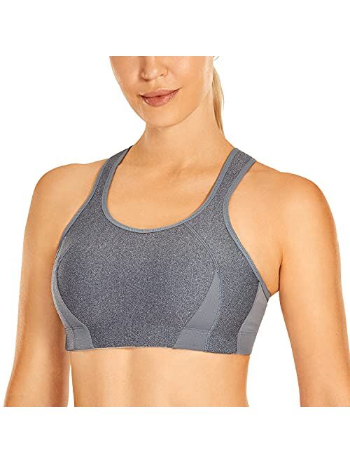 SYROKAN Women's Full Coverage Shock Control Wirefree High Impact Sports Bra